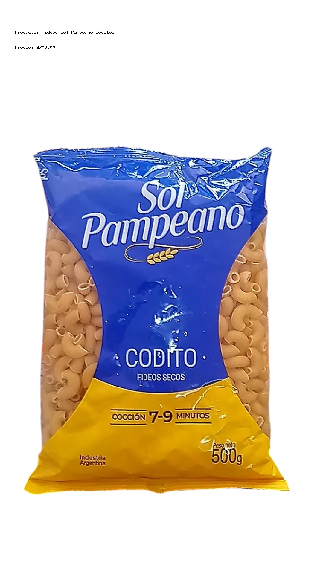 Imagen de Fideos Sol Pampeano Coditos