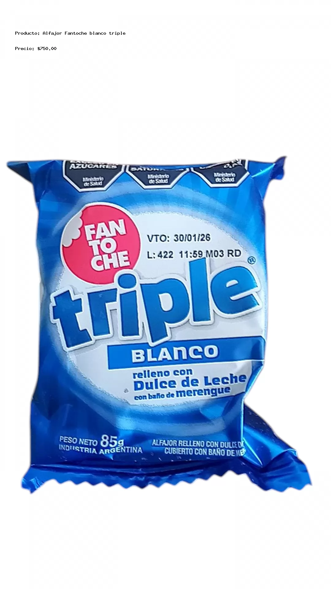 Imagen de Alfajor Fantoche blanco triple