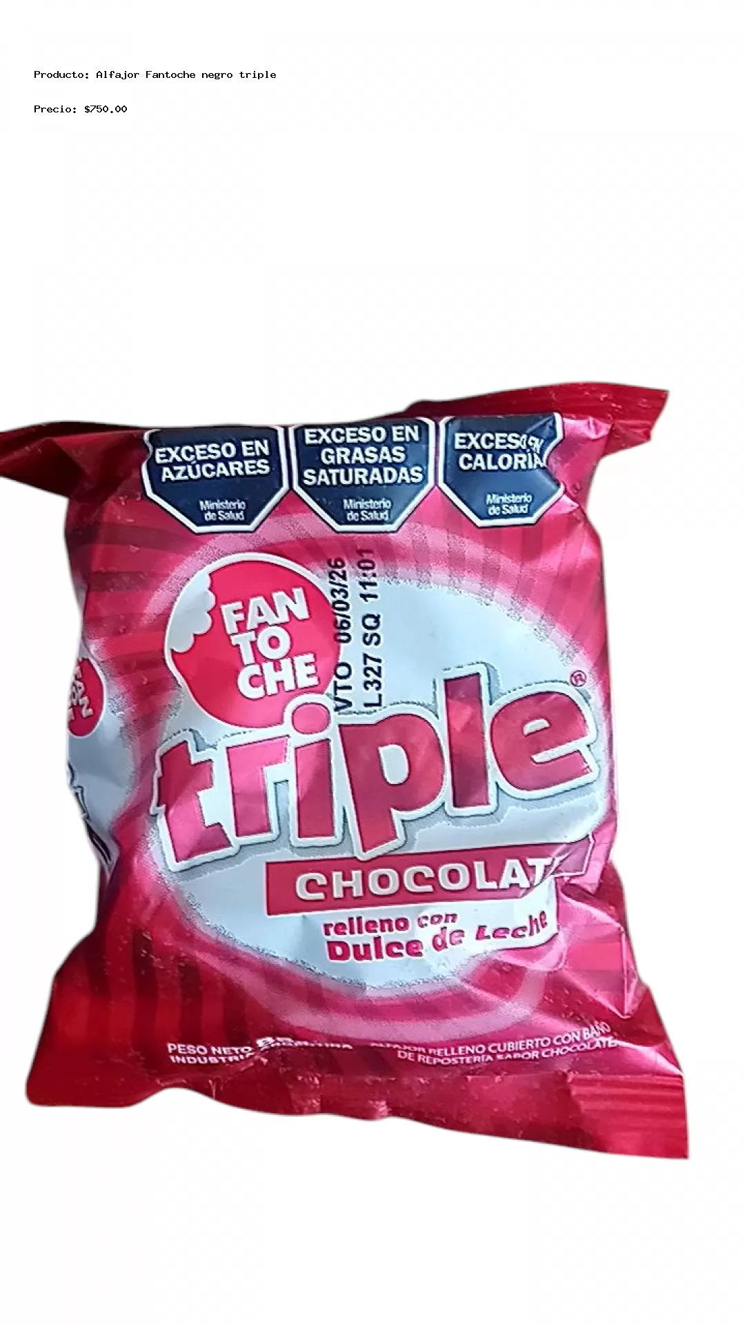 Imagen de Alfajor Fantoche negro triple