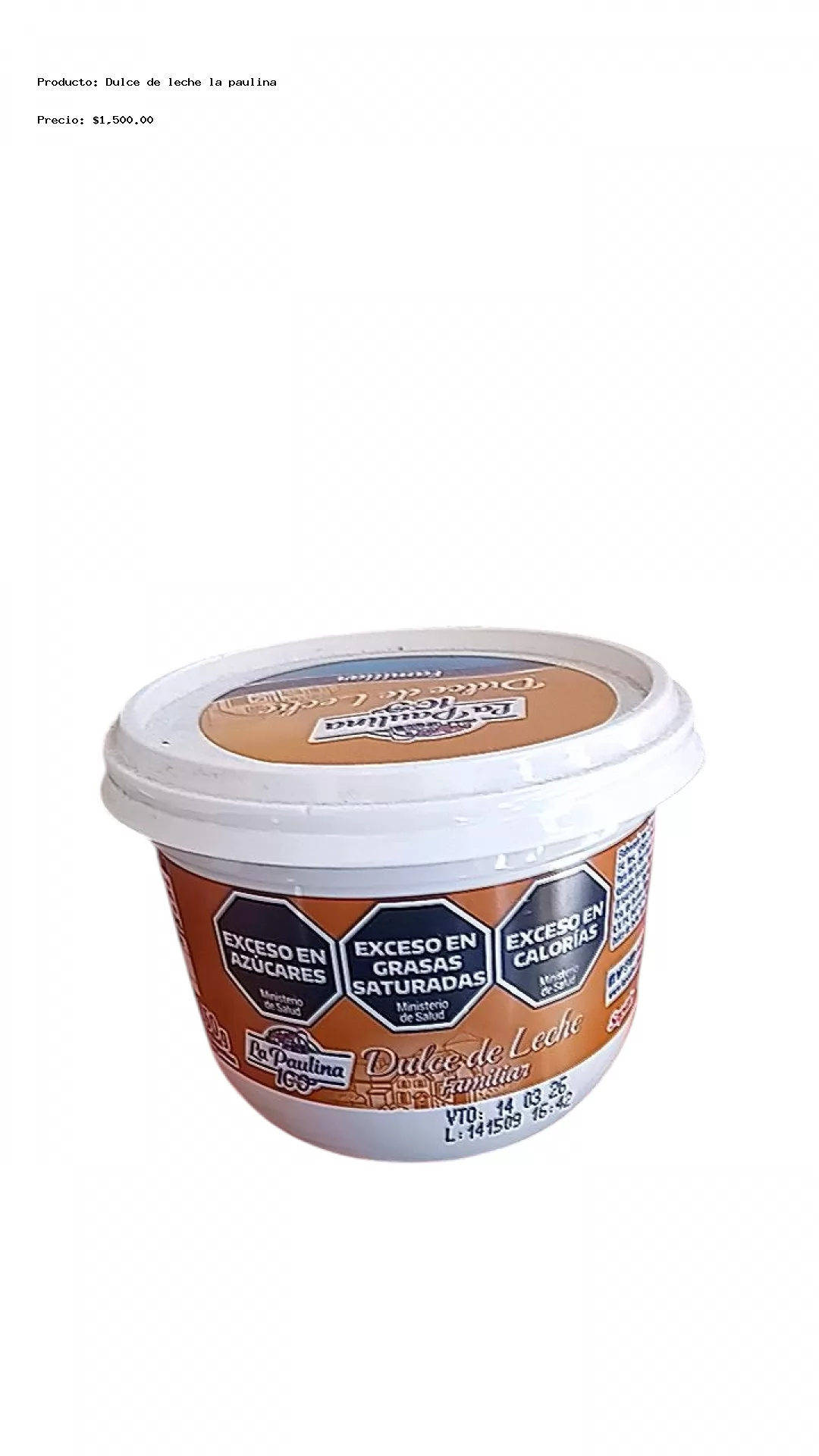 Imagen de Dulce de leche la paulina