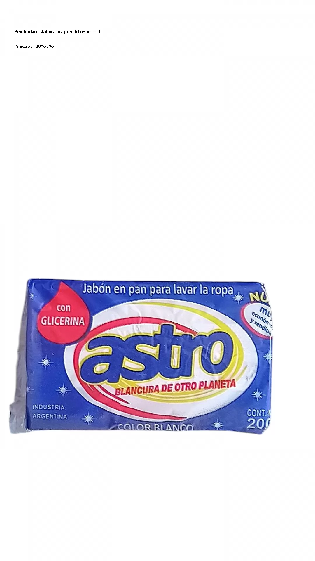 Imagen de Jabon en pan blanco x 1