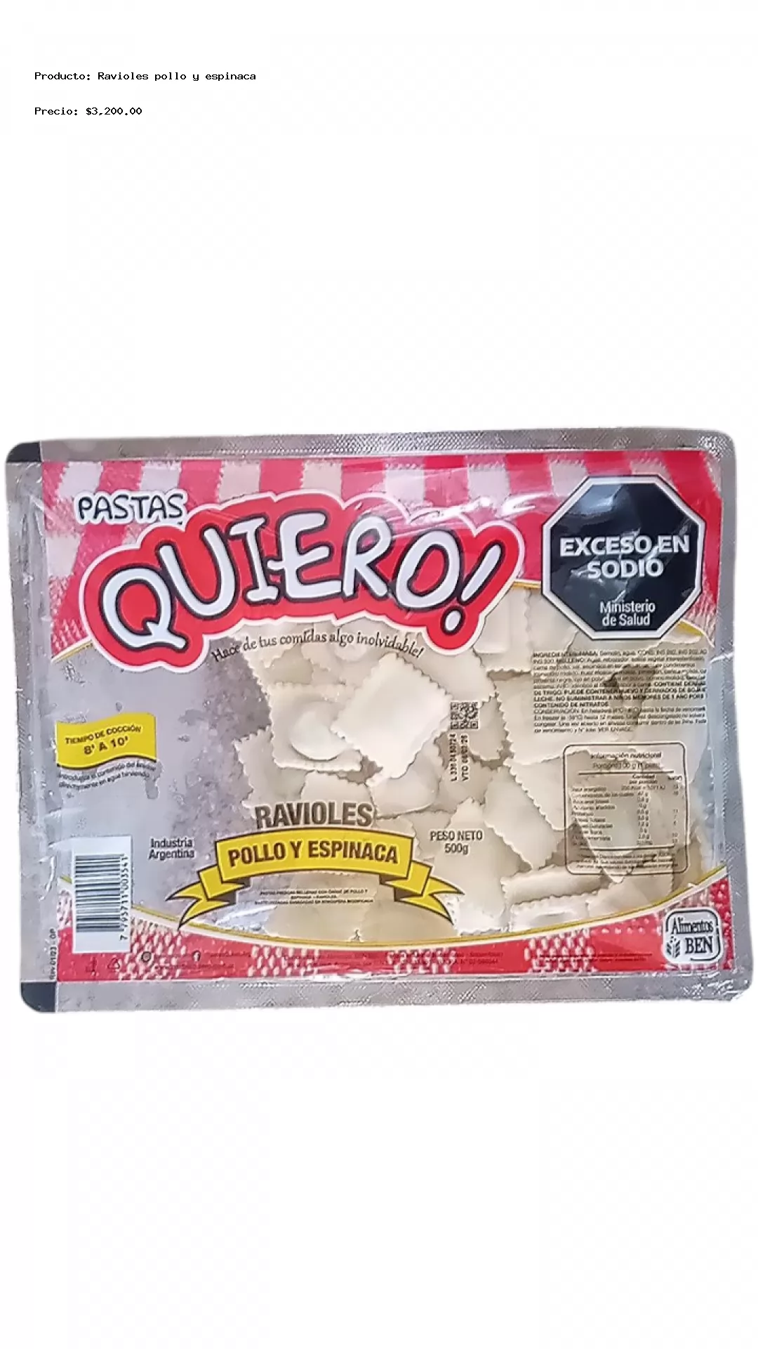 Imagen de Ravioles pollo y espinaca