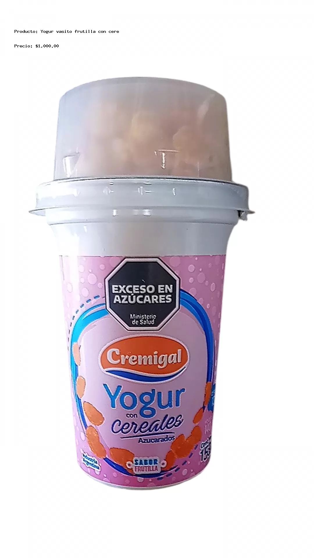 Imagen de Yogur vasito frutilla con cereal